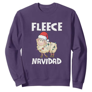 Funny Christmas Sheep Sweatshirt Fleece Navidad Feliz Spanish Merry Xmas TS02 Purple Print Your Wear