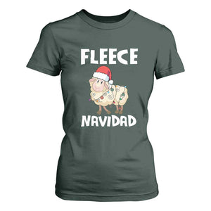 Funny Christmas Sheep T Shirt For Women Fleece Navidad Feliz Spanish Merry Xmas TS02 Dark Forest Green Print Your Wear