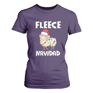 Funny Christmas Sheep T Shirt For Women Fleece Navidad Feliz Spanish Merry Xmas TS02 Purple Print Your Wear