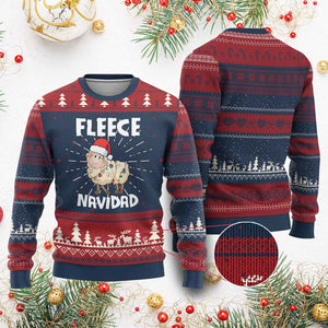 Funny Xmas Sheep Ugly Christmas Sweater Fleece Navidad Merry Feliz Spanish TS02 Burgundy Print Your Wear