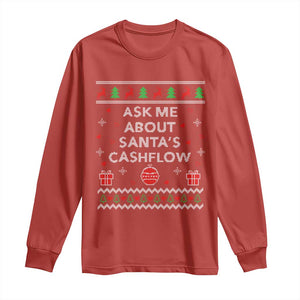 Funny Christmas Accountant Long Sleeve Shirt Ask Me About Santas Cash Flow Ugly Sweater TS02 Red Print Your Wear