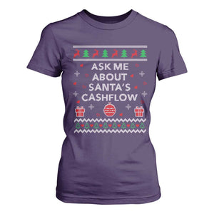 Funny Christmas Accountant T Shirt For Women Ask Me About Santas Cash Flow Ugly Sweater TS02 Purple Print Your Wear