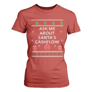 Funny Christmas Accountant T Shirt For Women Ask Me About Santas Cash Flow Ugly Sweater TS02 Red Print Your Wear