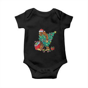 Bigfoot Christmas Tree Baby Onesie Xmas Lights Sasquatch Lovers TS02 Black Print Your Wear