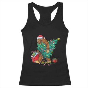 Bigfoot Christmas Tree Racerback Tank Top Xmas Lights Sasquatch Lovers TS02 Black Print Your Wear
