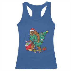 Bigfoot Christmas Tree Racerback Tank Top Xmas Lights Sasquatch Lovers TS02 Royal Blue Print Your Wear