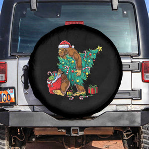 Bigfoot Christmas Tree Spare Tire Cover Xmas Lights Sasquatch Lovers TS02 No hole Black Print Your Wear