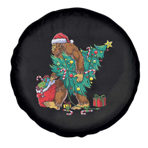 Bigfoot Christmas Tree Spare Tire Cover Xmas Lights Sasquatch Lovers TS02 Print Your Wear
