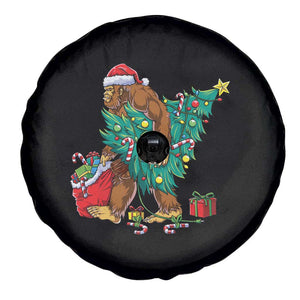 Bigfoot Christmas Tree Spare Tire Cover Xmas Lights Sasquatch Lovers TS02 Print Your Wear