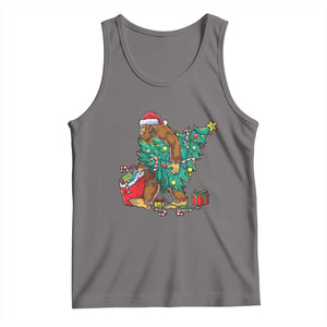Bigfoot Christmas Tree Tank Top Xmas Lights Sasquatch Lovers TS02 Deep Heather Print Your Wear