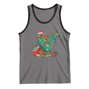 Bigfoot Christmas Tree Tank Top Xmas Lights Sasquatch Lovers TS02 Deep Heather Black Print Your Wear