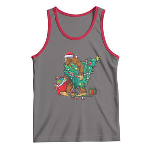 Bigfoot Christmas Tree Tank Top Xmas Lights Sasquatch Lovers TS02 Deep Heather Red Print Your Wear