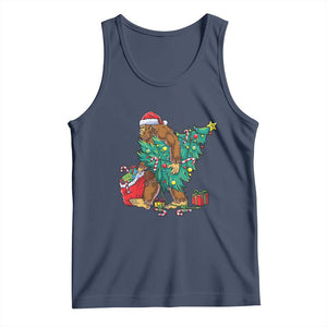 Bigfoot Christmas Tree Tank Top Xmas Lights Sasquatch Lovers TS02 Navy Print Your Wear