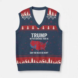 Trump Won Better Coverage Than 5G V-Neck Knit Sweater Vest Can You Hear Us Now American TS02 Navy Red Print Your Wear