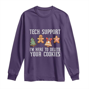 Funny Christmas Tech Support Long Sleeve Shirt Here To Delete Cookies Festive Xmas TS02 Purple Print Your Wear