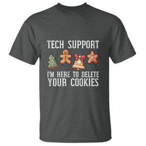 Funny Christmas Tech Support T Shirt Here To Delete Cookies Festive Xmas TS02 Dark Heather Print Your Wear