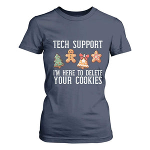 Funny Christmas Tech Support T Shirt For Women Here To Delete Cookies Festive Xmas TS02 Navy Print Your Wear