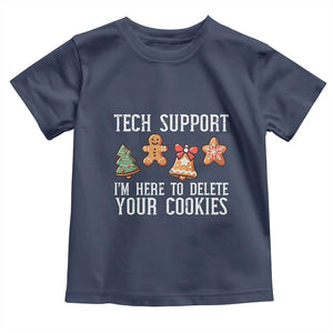 Funny Christmas Tech Support Toddler T Shirt Here To Delete Cookies Festive Xmas TS02 Navy Print Your Wear