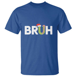 Funny Christmas Bruh T Shirt Candy Cane Santa Hat Festive Xmas Matching TS02 Royal Blue Print Your Wear