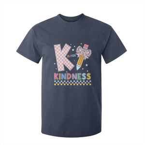 K Is For Kindness T Shirt For Kid Cute Pencil Bow Teacher Be Kind TS02 Navy Print Your Wear