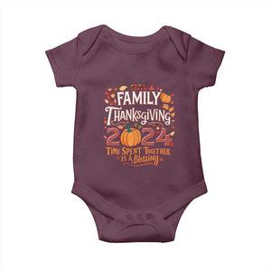 Family Thanksgiving 2024 Baby Onesie Time Spent Together Is A Blessing Thankful Matching Group Crew TS02 Maroon Print Your Wear