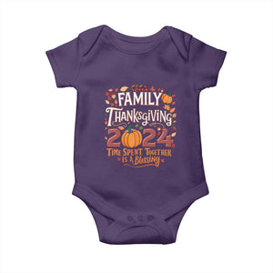 Family Thanksgiving 2024 Baby Onesie Time Spent Together Is A Blessing Thankful Matching Group Crew TS02 Purple Print Your Wear