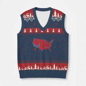 Red States US Map V-Neck Knit Sweater Vest Trump Won President Election 2024 TS02 Navy Red Print Your Wear