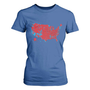 Red States US Map T Shirt For Women Trump Won President Election 2024 TS02 Royal Blue Print Your Wear