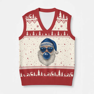 Funny Blue Bubble Santa Indianapolis V-Neck Knit Sweater Vest Retro Nostalgic Christmas Holiday Gift TS02 Beige Red Print Your Wear