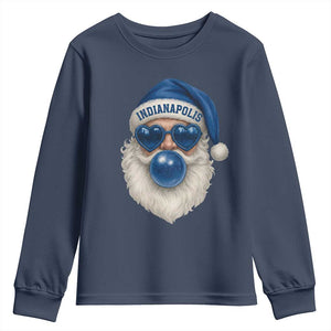 Funny Blue Bubble Santa Indianapolis Youth Sweatshirt Retro Nostalgic Christmas Holiday Gift TS02 Navy Print Your Wear