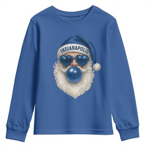 Funny Blue Bubble Santa Indianapolis Youth Sweatshirt Retro Nostalgic Christmas Holiday Gift TS02 Royal Blue Print Your Wear