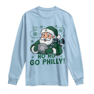 Funny Green Santa Ho Ho Go Philly Long Sleeve Shirt Retro Nostalgic Philadelphia Pride Christmas Gift TS02 Light Blue Print Your Wear