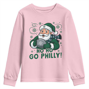 Funny Green Santa Ho Ho Go Philly Youth Sweatshirt Retro Nostalgic Philadelphia Pride Christmas Gift TS02 Light Pink Print Your Wear