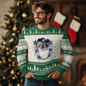 Western Cowboy Santa Christmas Ugly Christmas Sweater Cool Retro Nostalgic Xmas Gift TS02 Beige Green Print Your Wear