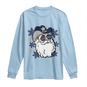 Western Cowboy Santa Christmas Long Sleeve Shirt Cool Retro Nostalgic Xmas Gift TS02 Light Blue Print Your Wear