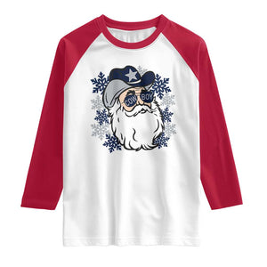 Western Cowboy Santa Christmas Raglan Shirt Cool Retro Nostalgic Xmas Gift TS02 White Red Print Your Wear