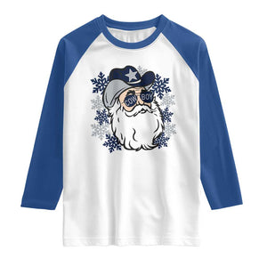 Western Cowboy Santa Christmas Raglan Shirt Cool Retro Nostalgic Xmas Gift TS02 White Royal Print Your Wear