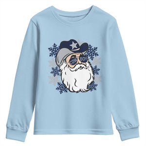 Western Cowboy Santa Christmas Youth Sweatshirt Cool Retro Nostalgic Xmas Gift TS02 Light Blue Print Your Wear