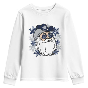 Western Cowboy Santa Christmas Youth Sweatshirt Cool Retro Nostalgic Xmas Gift TS02 White Print Your Wear