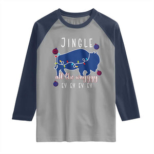 Buffalo Christmas Jingle All the Way Ey Raglan Shirt Xmas Lights Funny Holiday Gift TS02 Sport Gray Navy Print Your Wear