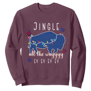 Buffalo Christmas Jingle All the Way Ey Sweatshirt Xmas Lights Funny Holiday Gift TS02 Maroon Print Your Wear