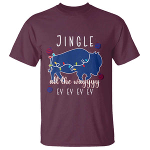 Buffalo Christmas Jingle All the Way Ey T Shirt Xmas Lights Funny Holiday Gift TS02 Maroon Print Your Wear