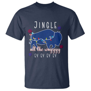 Buffalo Christmas Jingle All the Way Ey T Shirt Xmas Lights Funny Holiday Gift TS02 Navy Print Your Wear