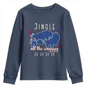 Buffalo Christmas Jingle All the Way Ey Youth Sweatshirt Xmas Lights Funny Holiday Gift TS02 Navy Print Your Wear