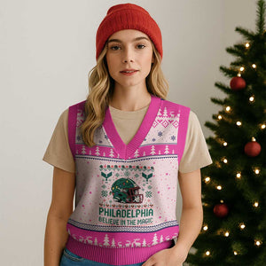Philadelphia Believe in the Magic V-Neck Knit Sweater Vest Retro Philly PFE Sport Fans Christmas Gift TS02 Hot Pink Print Your Wear