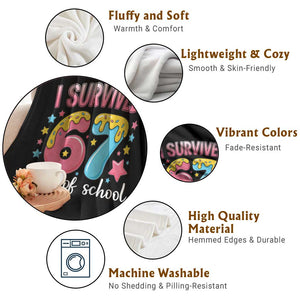 I Survived 67 Days of School Throw Blanket Cute 6 7 Six Seven Chaos Survivor for Students Teachers TS02 Print Your Wear