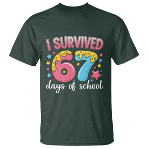 I Survived 67 Days of School T Shirt Cute 6 7 Six Seven Chaos Survivor for Students Teachers TS02 Dark Forest Green Print Your Wear