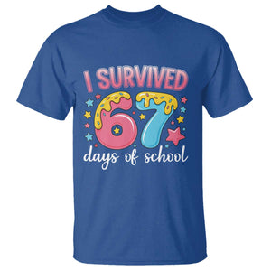 I Survived 67 Days of School T Shirt Cute 6 7 Six Seven Chaos Survivor for Students Teachers TS02 Royal Blue Print Your Wear