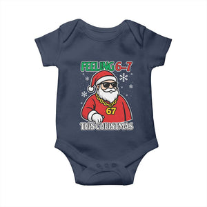 Feeling 67 This Christmas Baby Onesie Funny Cool Santa Six Seven Meme Holiday TS02 Navy Print Your Wear