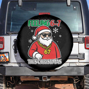 Feeling 67 This Christmas Spare Tire Cover Funny Cool Santa Six Seven Meme Holiday TS02 No hole Black Print Your Wear